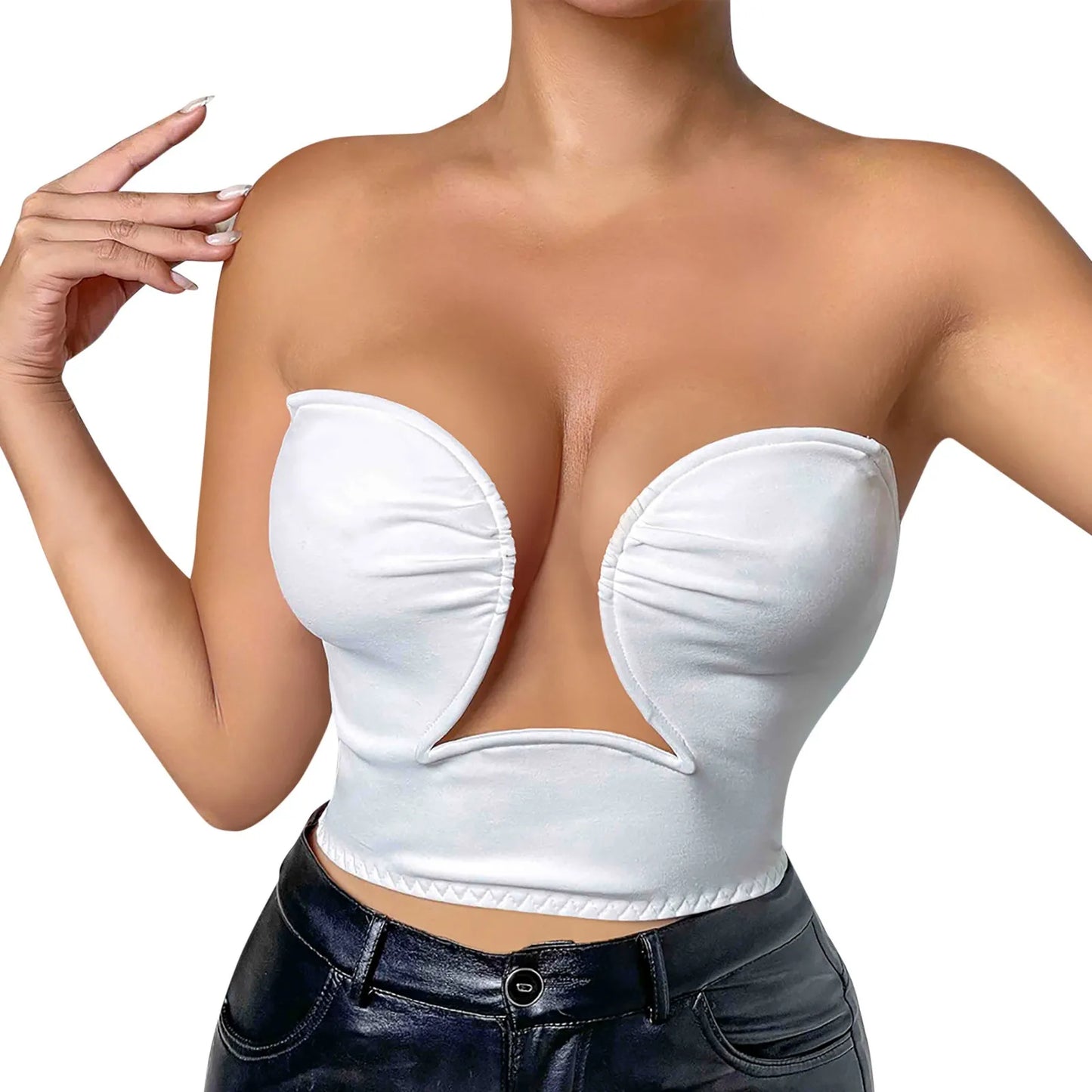 Women's Sexy Tops Deep V Steel Ring Bras Sleeveless Hollow Low Cut Tube Top Fashion Casual Streetwear Spicy Girl Party Nightclub