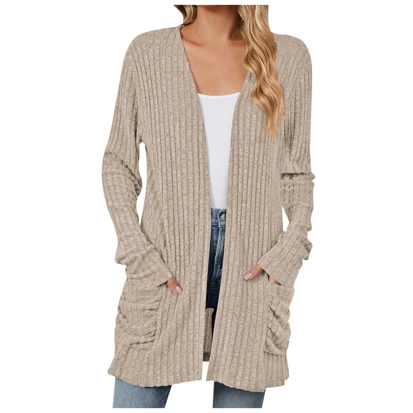 Lightweight 3/4 Sleeve Black Sweater Cardigan For Women Crochet Oversize Casual Cardigan Kimonos Boho Solid Chaquetas De Mujer