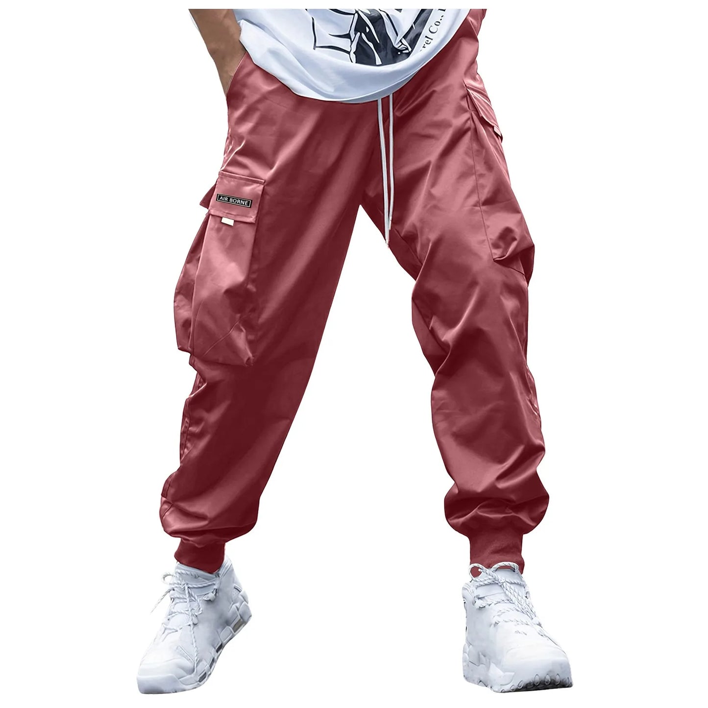 Men Cargo Pants Streetwear Elastic Waist Jogger Sweatpants Hip Hop Sport Pants Men's Clothing Drawstring Pockets Trousers