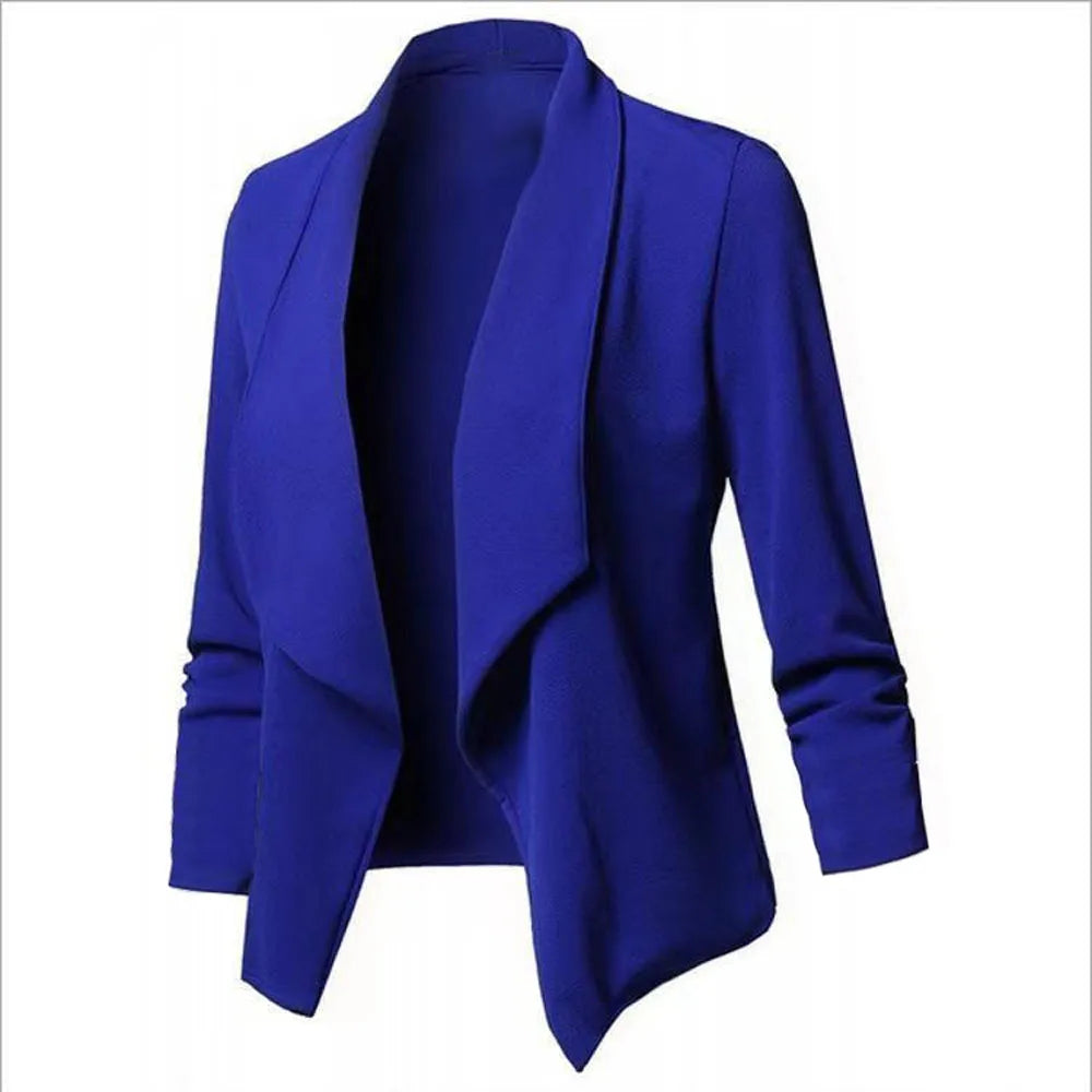 Oversized Women's Blazer S-5XL Notched Long Sleeve Pleated Slim Fit Business Workwear Cardigan Coats