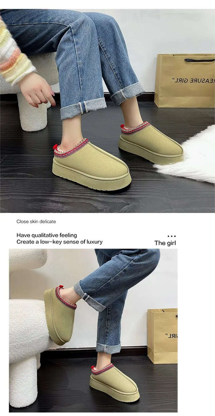 Women's Wool Slippers Warm Platform Wool Slipperswomen Slippers Women Sheepskin Slippers Women Shoes 2024