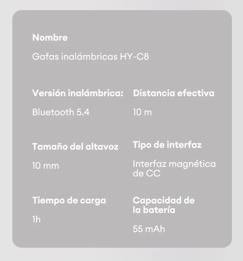 Choice HYUNDAI HY-C8 AI Glasses Earphones With Camera Automatic voice translation Smart glasses Multi-function keys For Sports