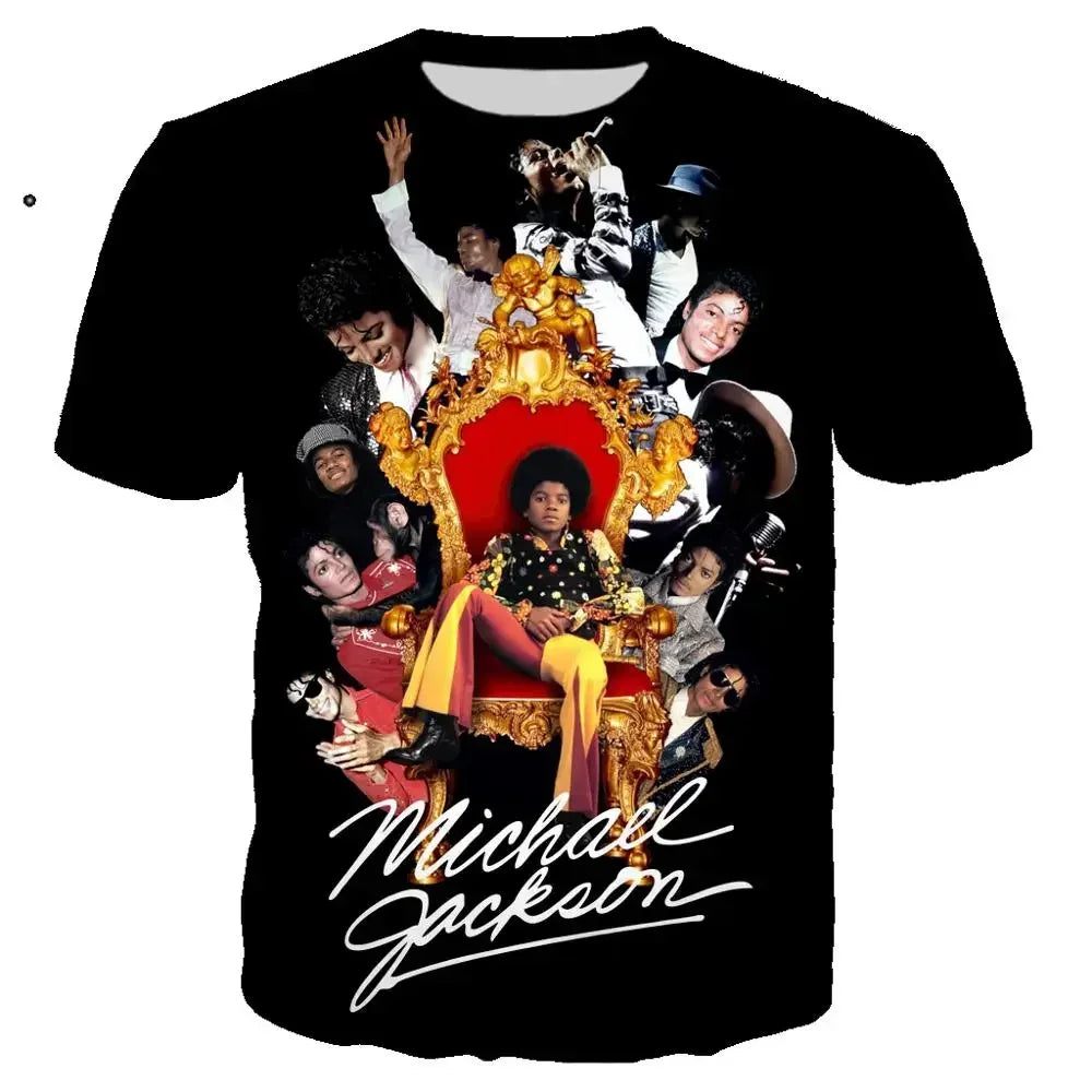 Michael Jackson Printed 3D T-shirt Unisex Summer Casual Streetwear Hip Hop Short Sleeve Fashion Harajuku Oversized Tops Tees