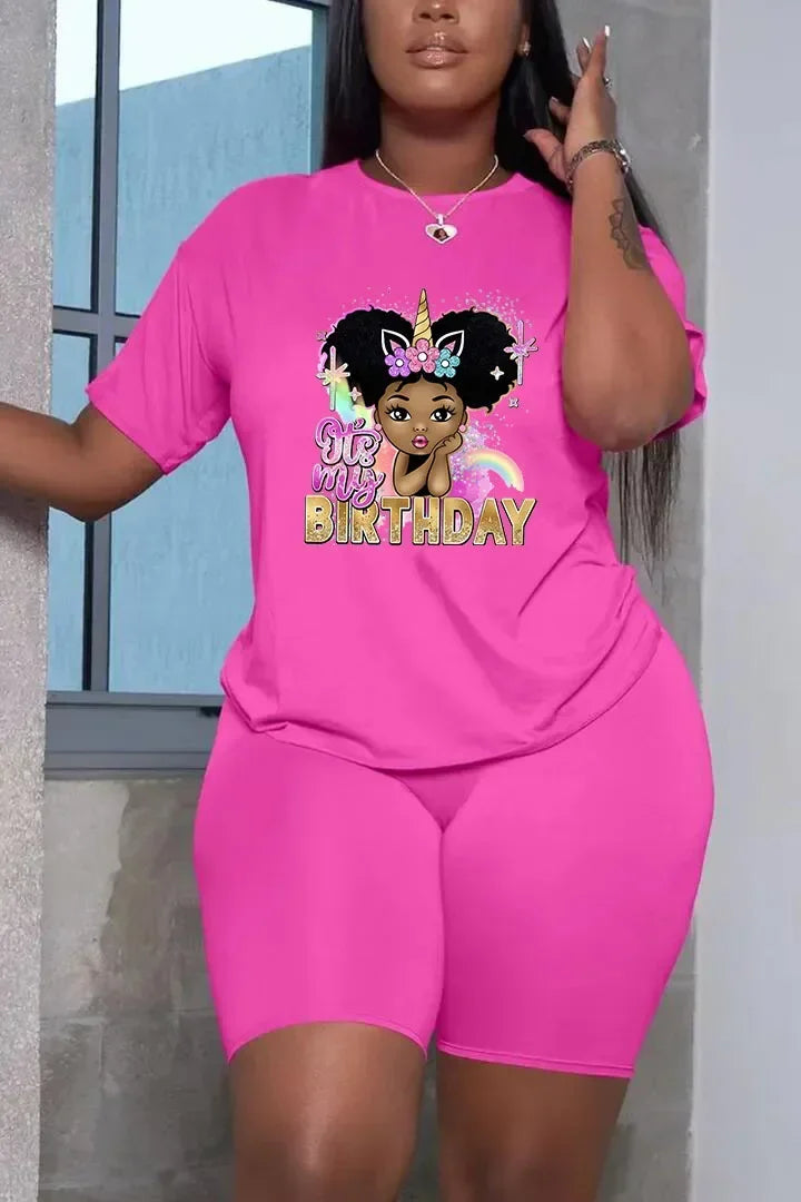 Summer Women Printing Casual T-Shirt Y2k Graphics Top Shorts Set Femme Short Sleeve Two Pieces Set Lady Daily Streetwear Outfits