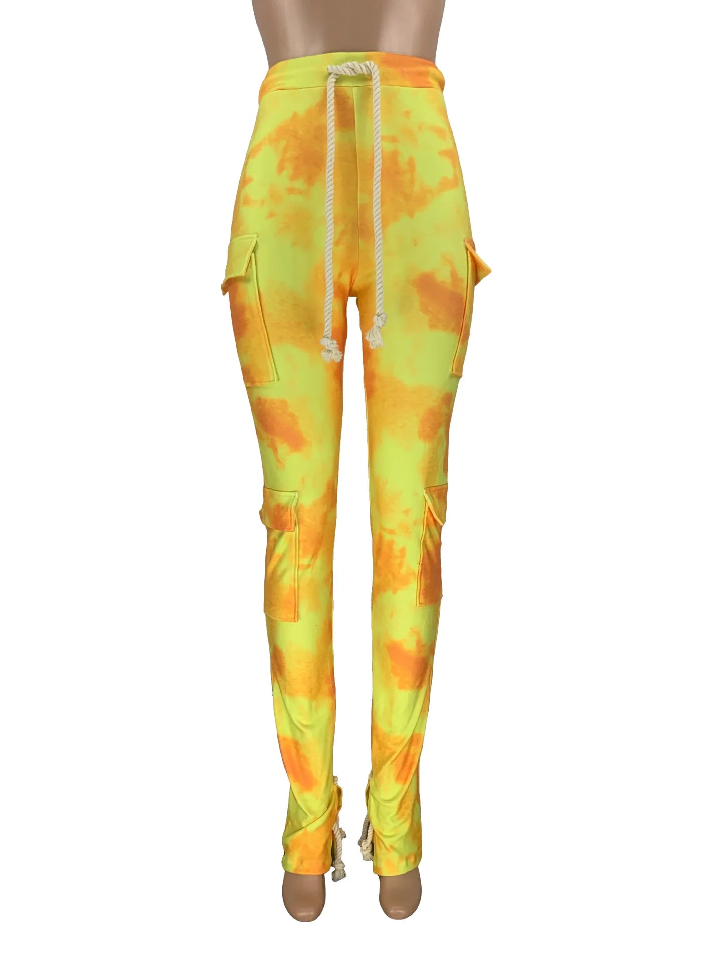 Strecth Cargo Pants for Women Streetwear Mid Waist Multi Pockets Drawstring Trousers Vintage 2024 Autumn Printing Sweatpants