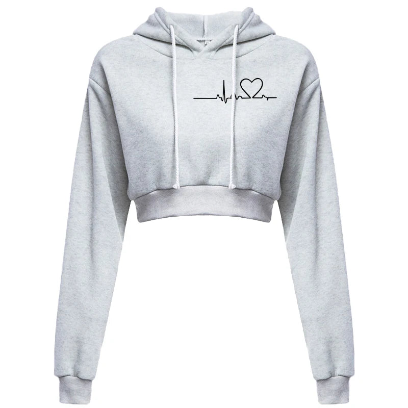 Outdoor Fashion Sports Umbilical Pullover Long Sleeve Casual Umbilical Solid Hooded Sweatshirt Short Top Hooded Sweater