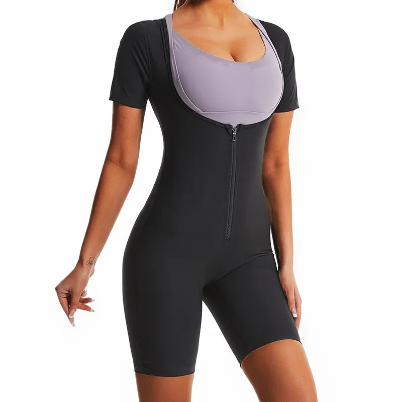 YBFDO Women's High Compression Bodysuit Shapewear for Fitness Sauna Sweat Suit Belly Slimming Sheath Weight Loss Body Shaper
