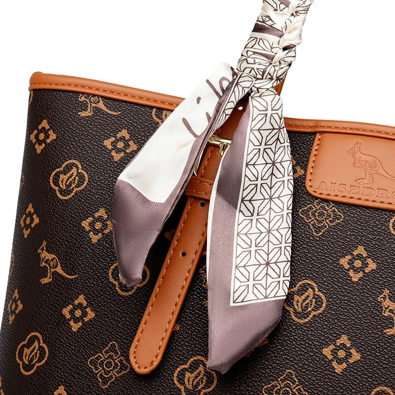 Quality Soft Leather Shoulder Bag for Women with Luxury Print Designer Handbag Casual Tote Commuting Messenger Sac A Main