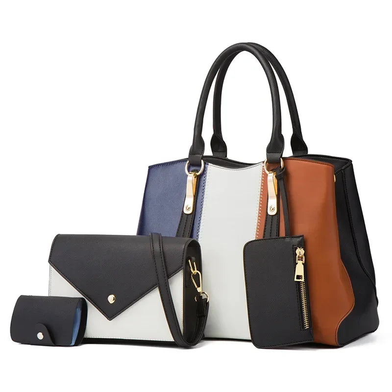 New Fashion Contrasting Women's Bag, Women's Handbag, One-Shoulder, Crossbody Bag, Four-Piece Women's Bag