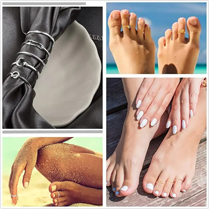 Adjustable Toe Rings for Women Summer Beach Open Toe Rings Set Flower Arrow Tail Pinky Band Rings Barefoot Foot Jewelry