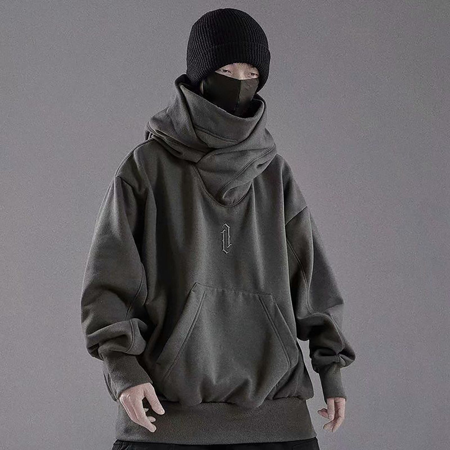 Autumn Winter High Collar Hoodie Loose Comfortable Men's Clothes Harajuku Hiphop Streetwear Fleece Hooded Oversize Sweatshirt