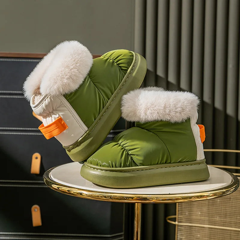 Plush And Plush Short Snow Boots For Women's Anti Slip Cotton Slippers In Winter Thick Soles For The Elderly To Wear Warm Bags