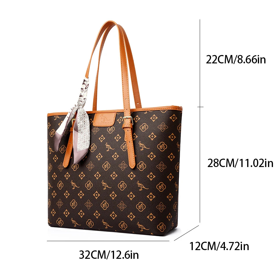 Quality Soft Leather Shoulder Bag for Women with Luxury Print Designer Handbag Casual Tote Commuting Messenger Sac A Main