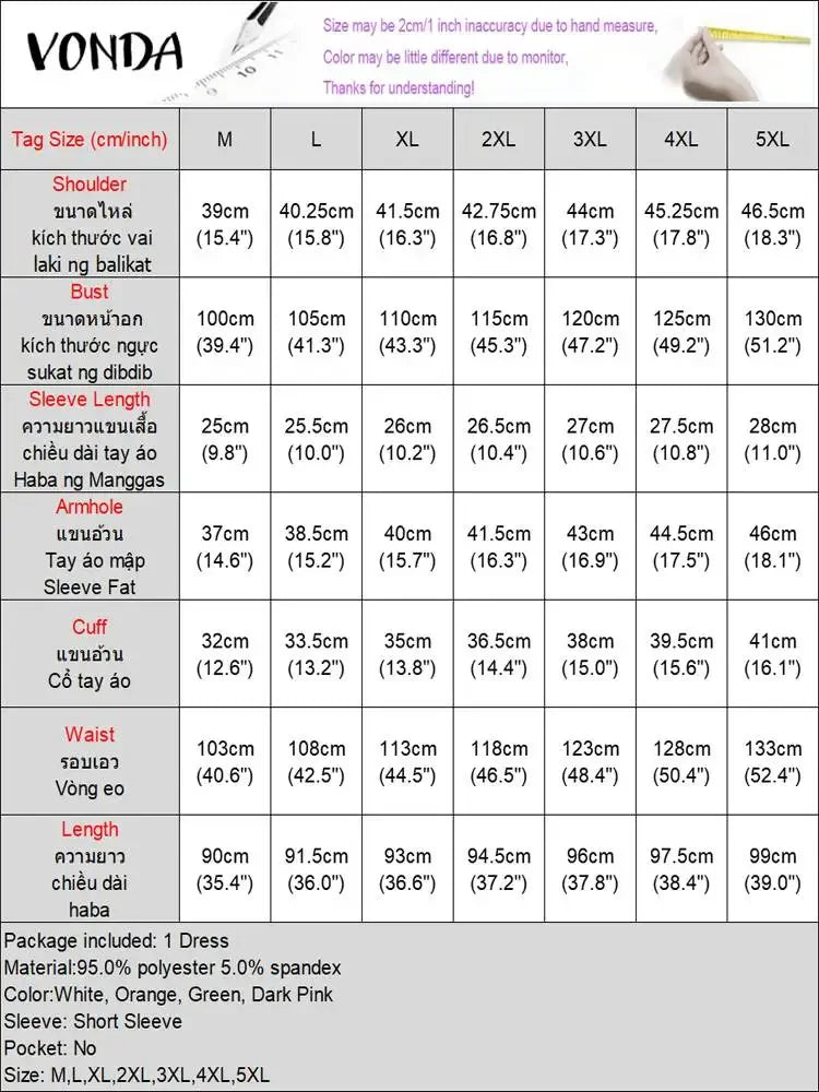 VONDA 2024 Fashion Women Elegant Dress Vintage Printed Sundress Oversized Mini Dress Casual Loose Party Short Robe Vestidos
