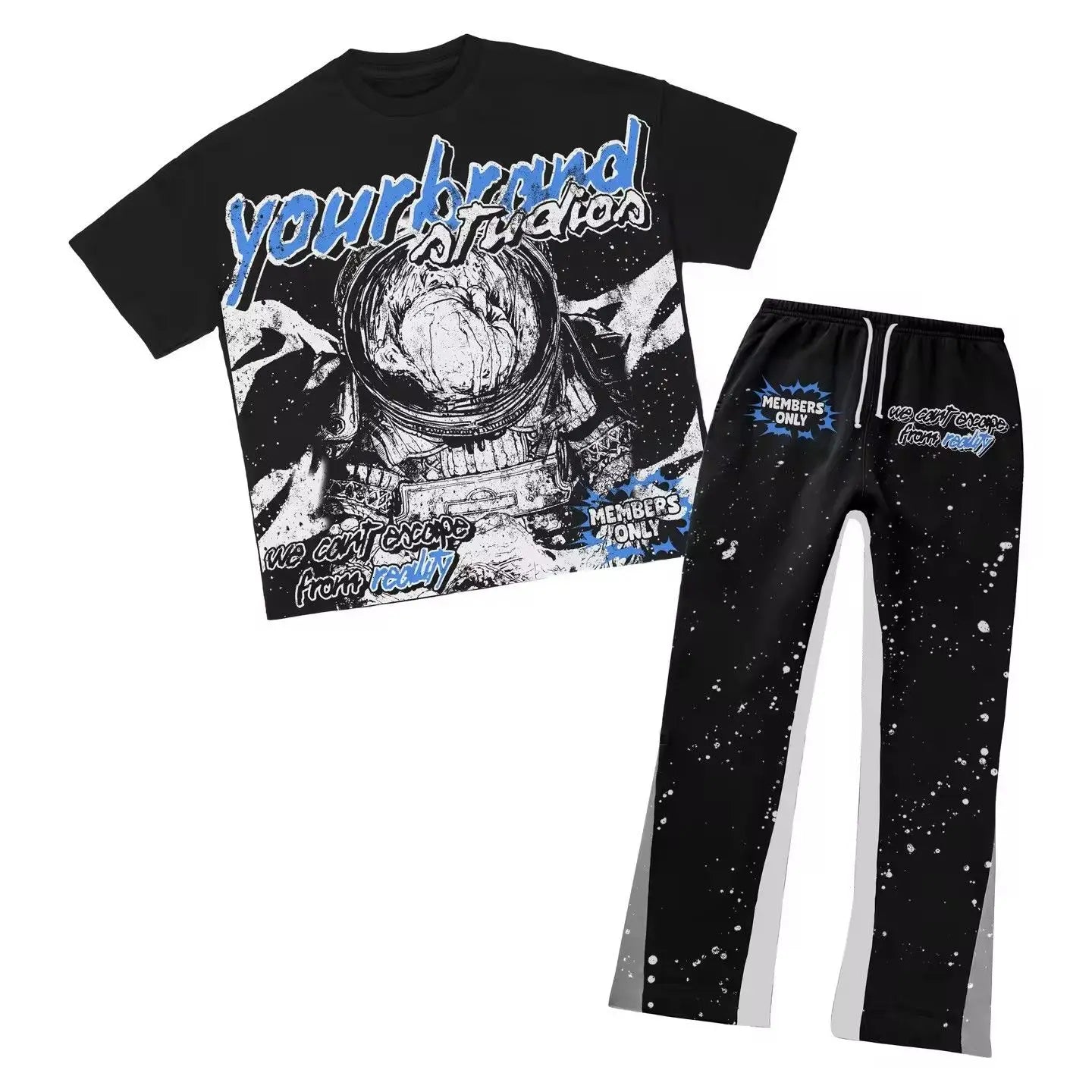 Clothes Couple Set Fashion Suits Personalized Patterns Prints Clothing American Style Street Graffiti T-shirts