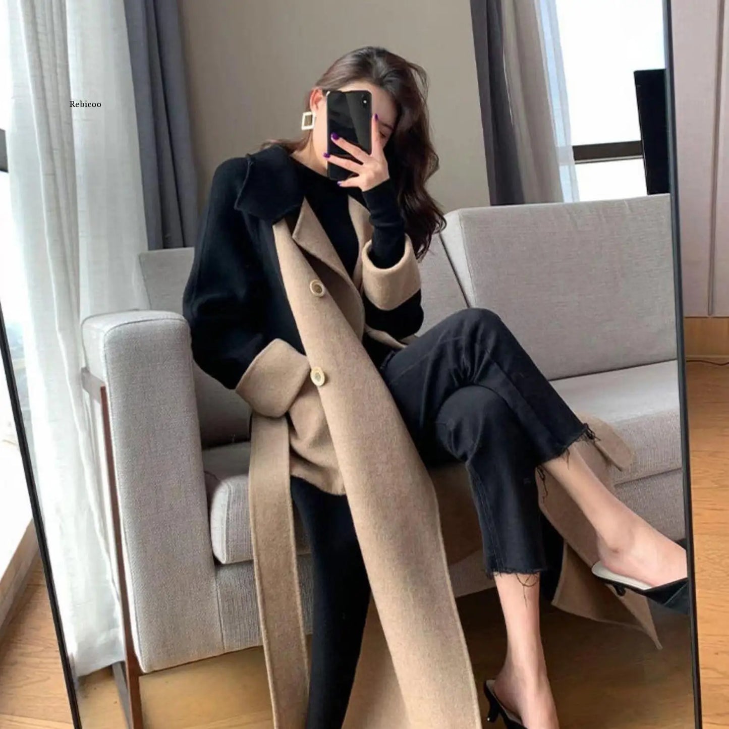 Women Winter Coat Chic Lapel Women Winter Overcoat Outwear Women Winter Overcoat Elegant Soft Winter Overcoat for Shopping