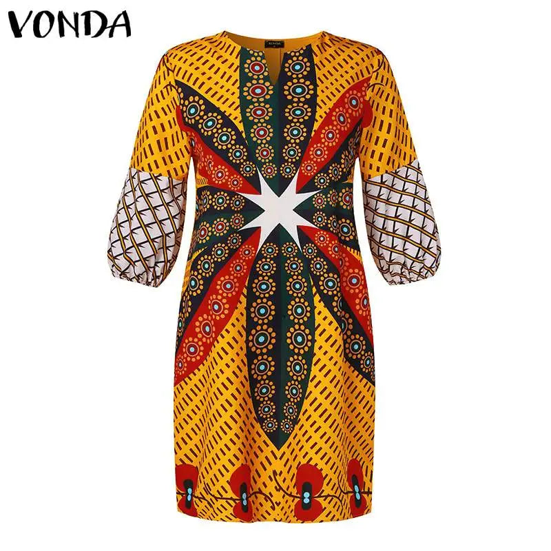 VONDA Women Short Dress 2024 Fashion Bohemian Printed Party Dress Half Sleeve Loose Sundress Casual Vestido Vintage Robe Femme