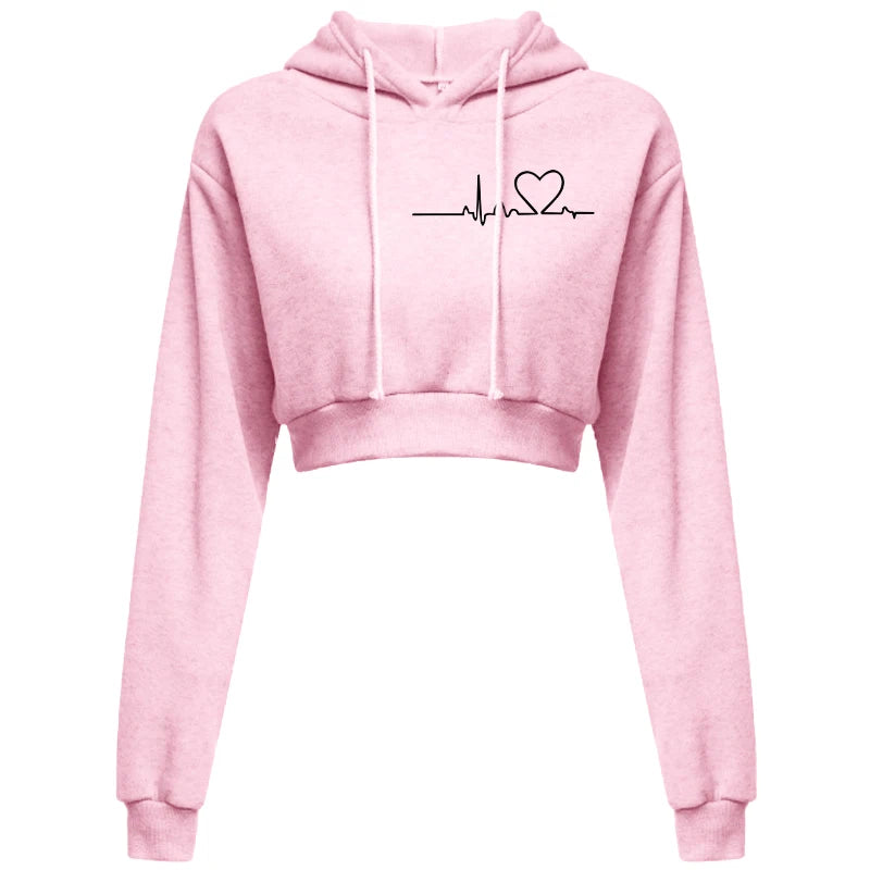 Outdoor Fashion Sports Umbilical Pullover Long Sleeve Casual Umbilical Solid Hooded Sweatshirt Short Top Hooded Sweater