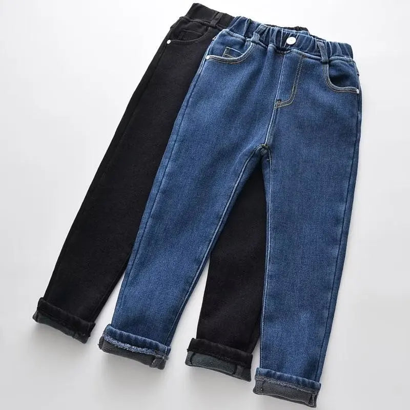 Velvet Winter Warm Pants Jeans for Girls Boys Fall Trousers Outerwear Clothes Teenagers Kids Children's Clothing Boy Jeans