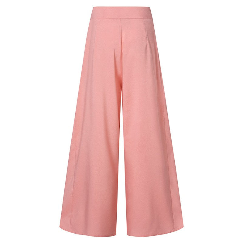 Autumn Spring Women'S Wide Leg Pants Elegant High Elastic Waist Solid Culotte Temperament Holiday Skirtpants Pantalones De Mujer