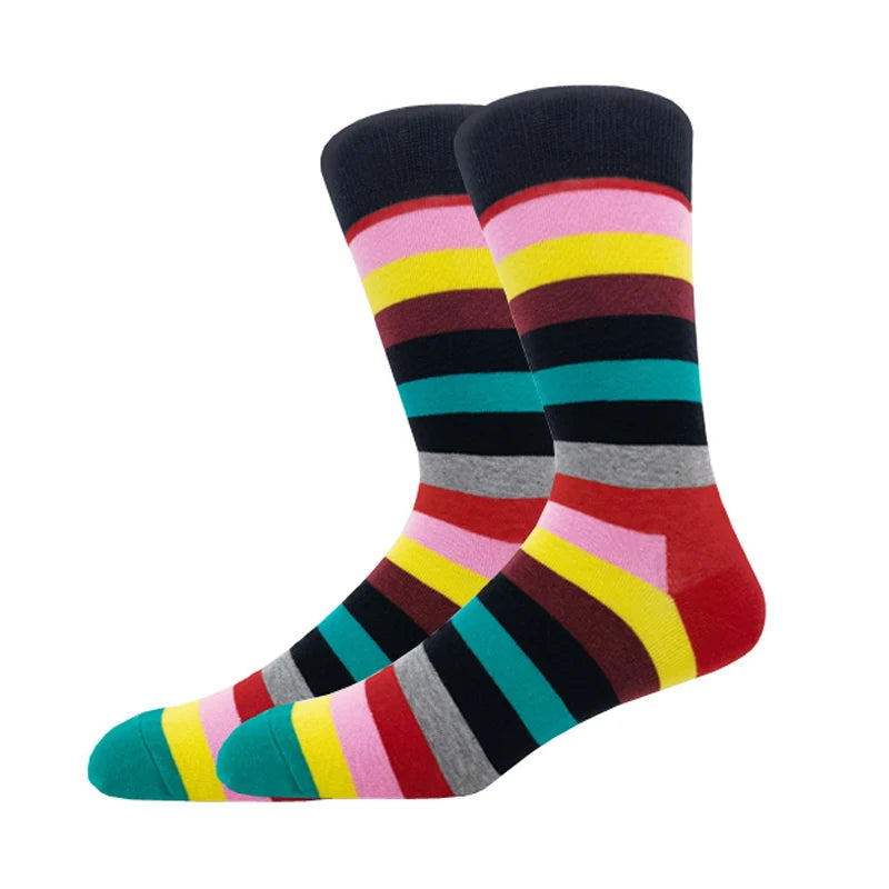 New Men's stockings Casual Gentleman Color fashion color striped Funny Party Dress autumn and winter cotton Socks