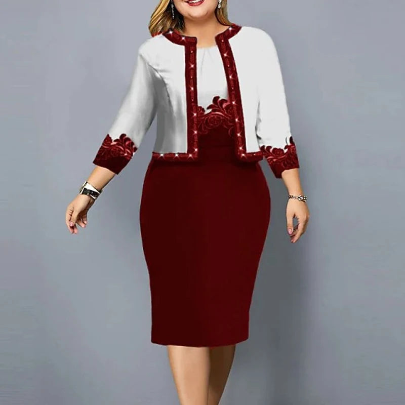 Spring Summer Ladies Suits Women Round Neck Sleeveless Printing Hip Wrap Skirt and High Street Casual Three Quarter Cardigan