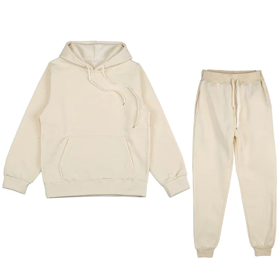 Spring autumn 2 Piece Set Women Casual Round Neck Long Sleeve Hoodies High Waist sweatpants Tracksuit Women workout sportswear