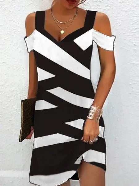 Fashion Party Dress For Women Summer Elegant Floral Printed Vintage Dress Casual Lady A-Line Dress