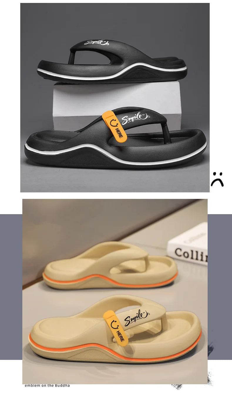 Korean Style Men's Casual Flip Flops Summer Fashion Outdoor Beach Sandals Trendy Slip-On Slippers for Adult Unisex