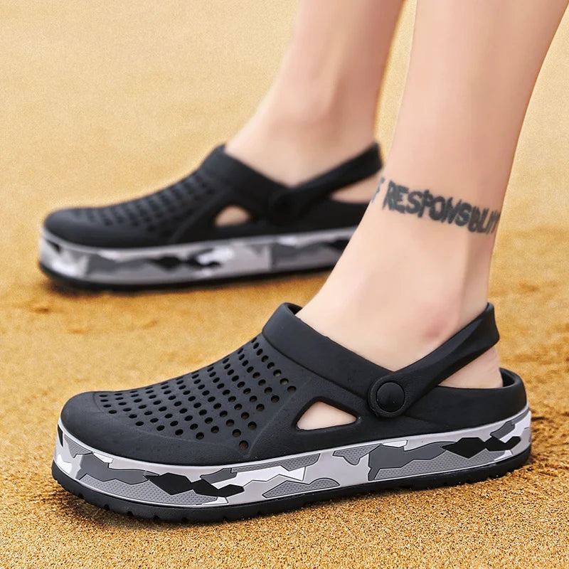 Casual Fashion Men Beach Shoes Outdoor EVA Hole Shoes Lightweight Sandles Unisex Colorful Shoes Summer Hollow Breathable