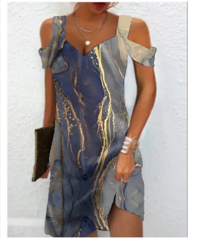 Fashion Party Dress For Women Summer Elegant Floral Printed Vintage Dress Casual Lady A-Line Dress