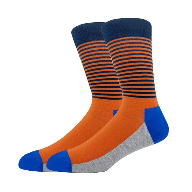 New Men's stockings Casual Gentleman Color fashion color striped Funny Party Dress autumn and winter cotton Socks