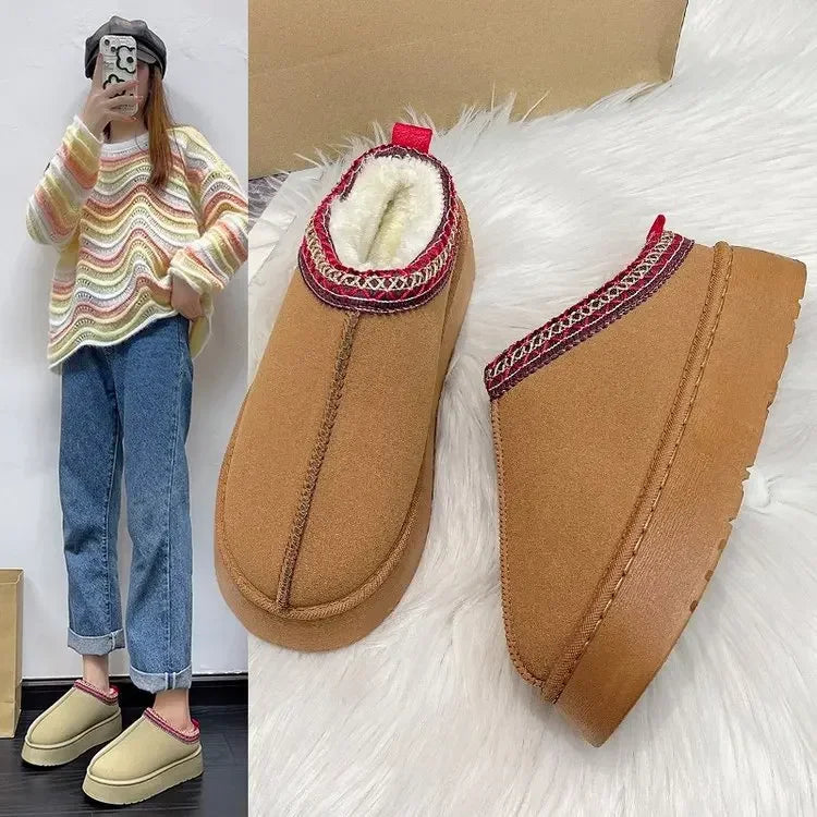 Women's Wool Slippers Warm Platform Wool Slipperswomen Slippers Women Sheepskin Slippers Women Shoes 2024