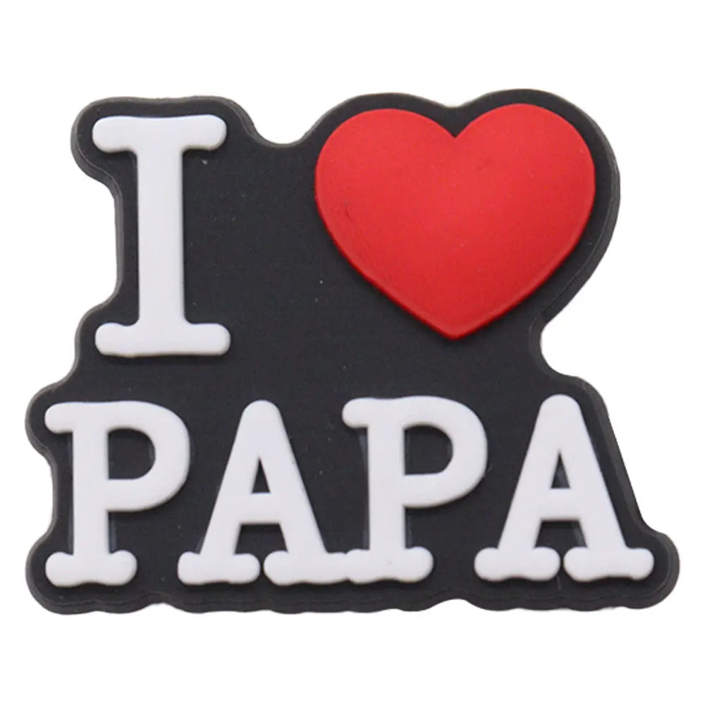 1PCS 'I Love Dad' PVC Shoe Button Charm for Father's Day Papa Sandals Decorations DIY Sweet Holiday Gift Idea