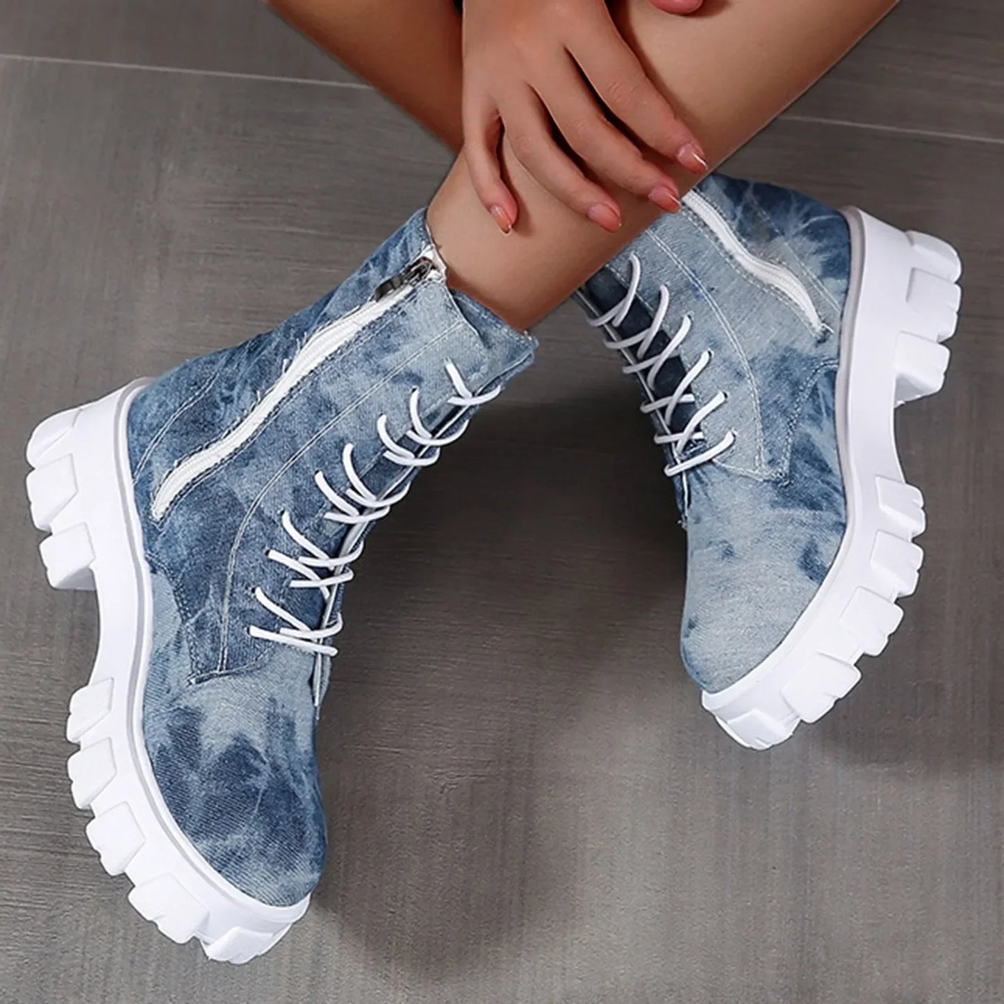 2023 Style Fashion Shoes Breathable Thick-soled Retro Slip-on Combat Boot Fashionable Design Casual Boots Sapatos Femininos