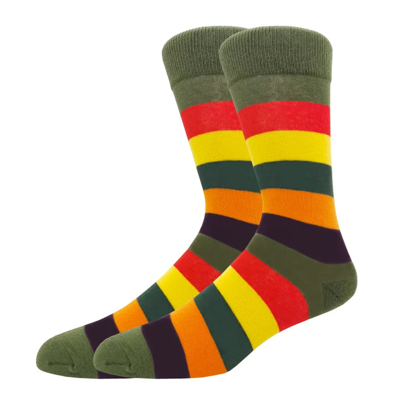 New Men's stockings Casual Gentleman Color fashion color striped Funny Party Dress autumn and winter cotton Socks