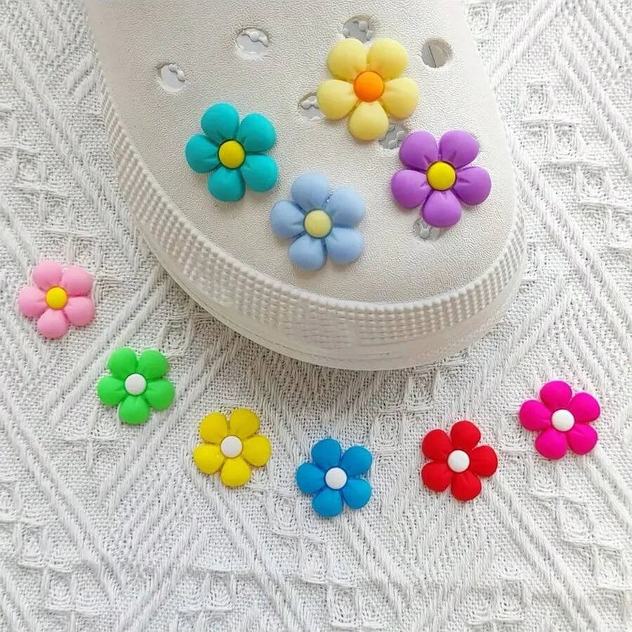 Colorful Flowers Shoe Charms for Crocs 10/20/30Pcs Set Premium PVC Decorations Popular Accessory Great Gift Idea