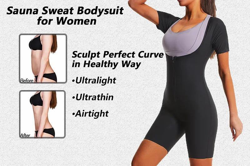YBFDO Women's High Compression Bodysuit Shapewear for Fitness Sauna Sweat Suit Belly Slimming Sheath Weight Loss Body Shaper