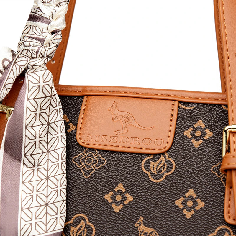 Quality Soft Leather Shoulder Bag for Women with Luxury Print Designer Handbag Casual Tote Commuting Messenger Sac A Main