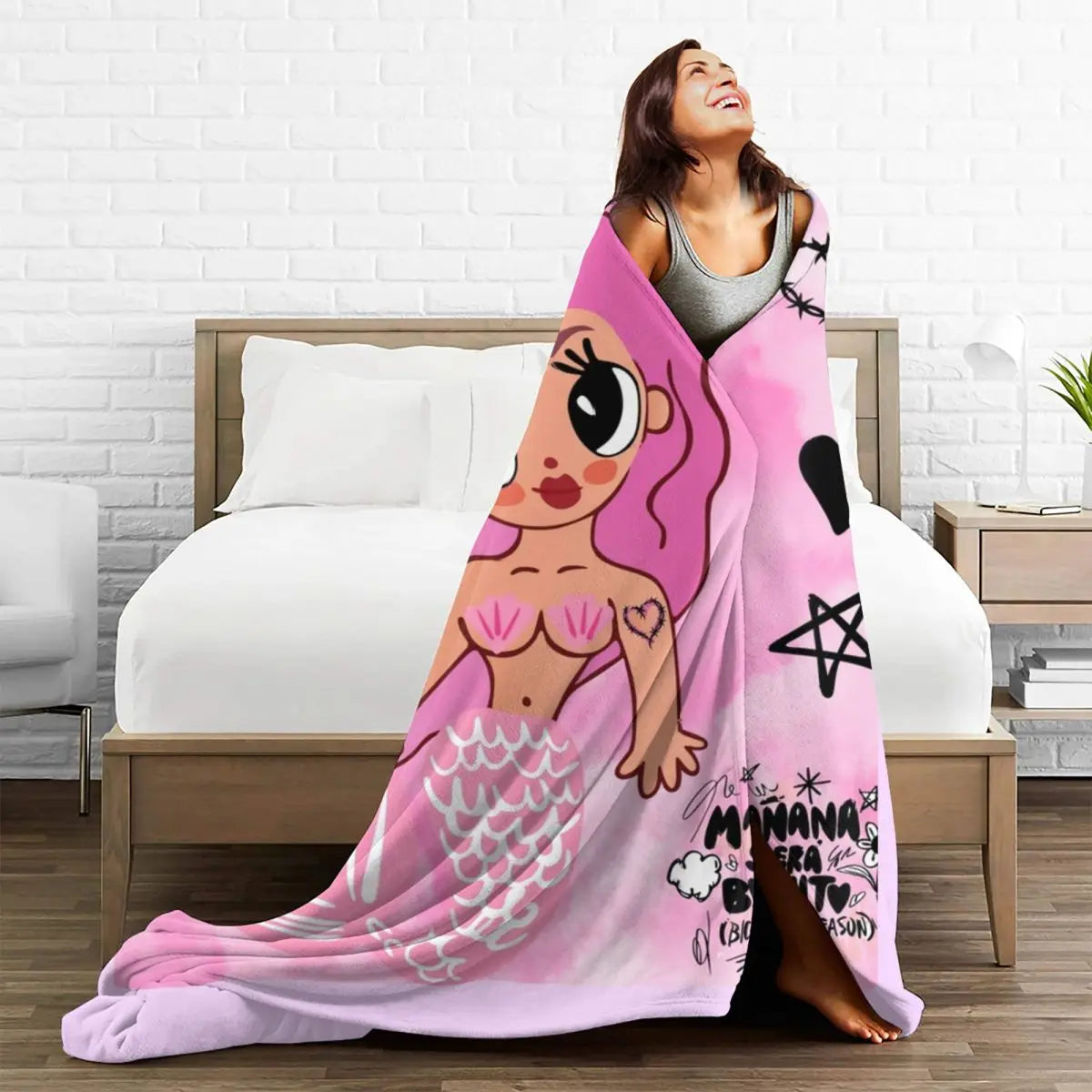 Soft Warm Blankets Camping Karol G With Pink Hair Throw Blanket Pretty Girl Heart Flannel Bedspread Bedroom Sofa Bed Cover