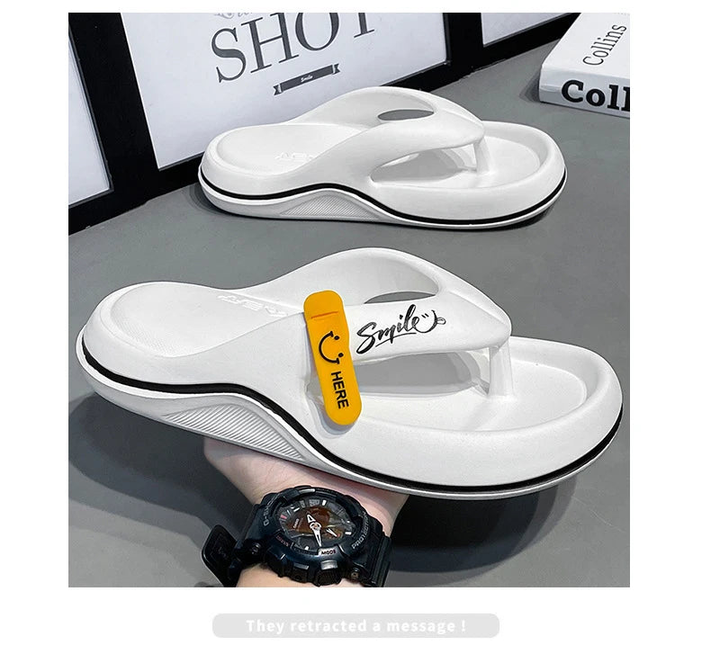Korean Style Men's Casual Flip Flops Summer Fashion Outdoor Beach Sandals Trendy Slip-On Slippers for Adult Unisex