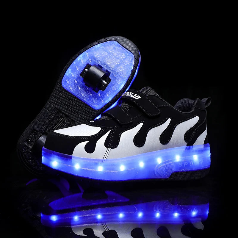 Children's sports shoes 28-43 size juvenile roller skates single-row roller skates multi-functional running shoes