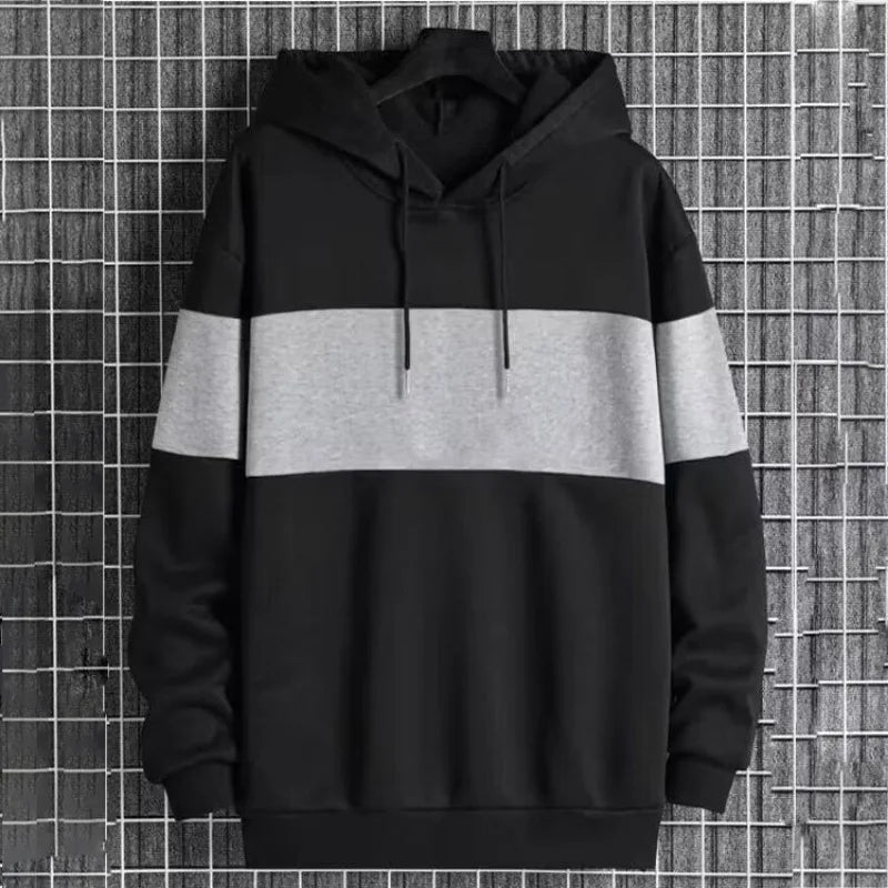 New Men's Long-sleeved Hoodie Male Matching Color Casual Sport Sweatshirt Hoodies