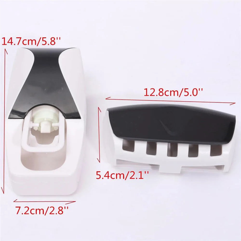 Automatic Toothpaste Dispenser Wall Mount Dust-proof Toothbrush Holder Wall Mount Storage Rack Bathroom Accessories Set Squeezer