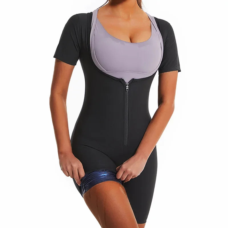YBFDO Women's High Compression Bodysuit Shapewear for Fitness Sauna Sweat Suit Belly Slimming Sheath Weight Loss Body Shaper