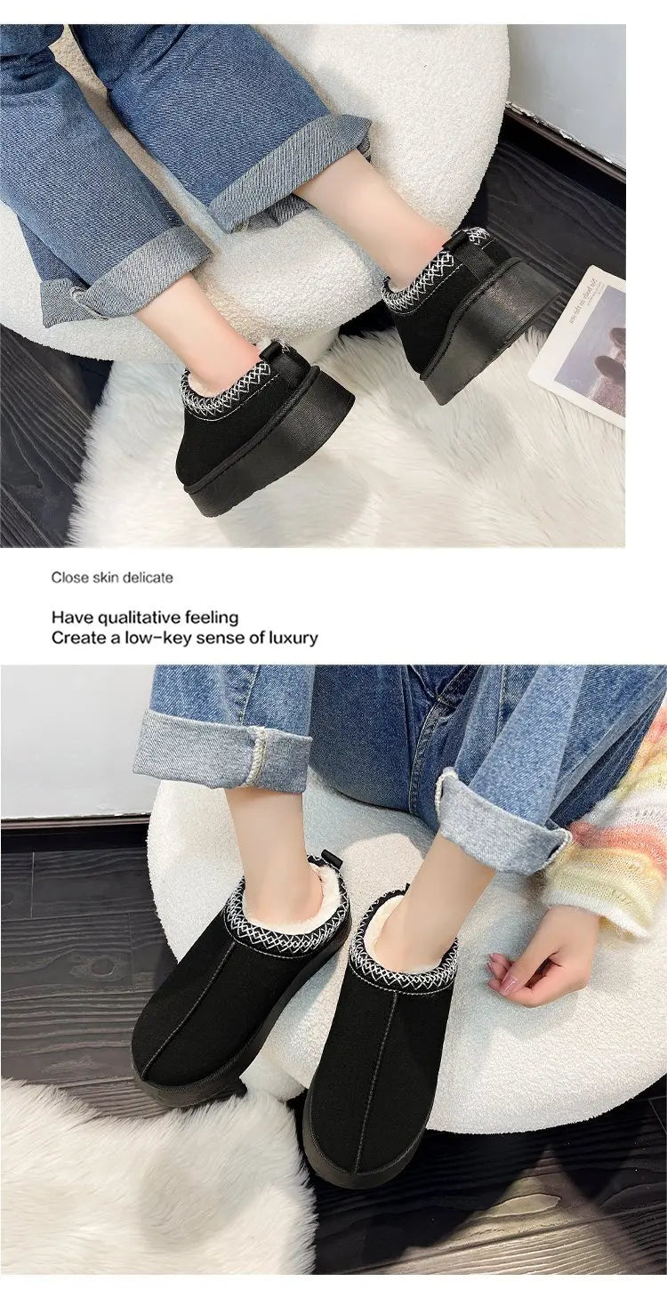 Women's Wool Slippers Warm Platform Wool Slipperswomen Slippers Women Sheepskin Slippers Women Shoes 2024