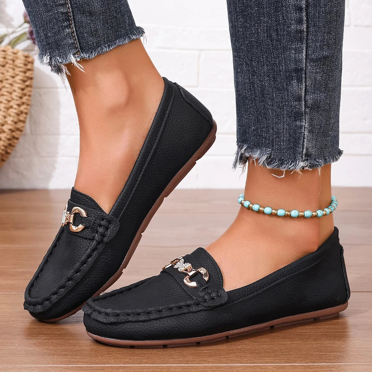 Women's Casual Slip-On Mary Jane Flat Loafers round Toe Soft Sole Spring Autumn Fashion Solid Color Flat Platform Shoes