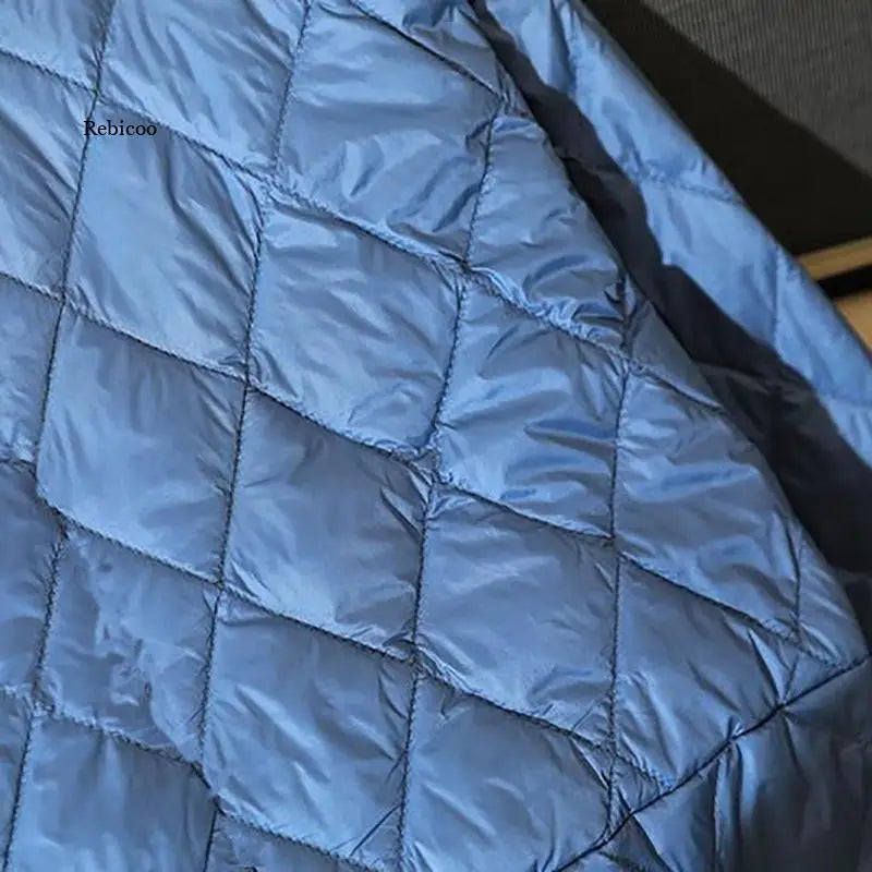 Casual Ultralight Thin Short Winter Down jacket Fashion Lozenge Parka Coat Female Streetwear White bomber Jacket Outwear