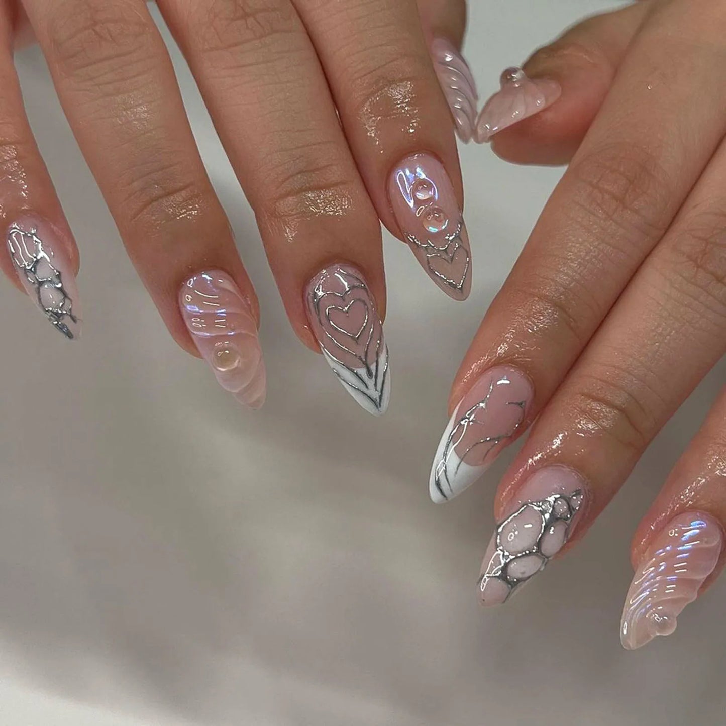Lovely Girls Y2k Fake Nails Press On Nails With 3D Decoration Removable Reusable Full Cover Artificial False Nails For Women