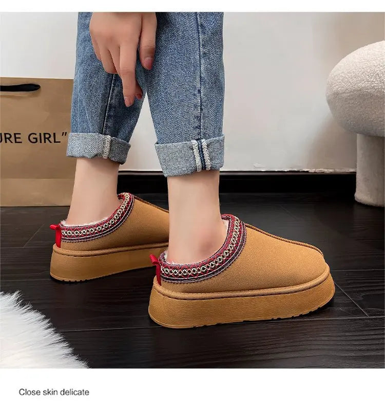 Women's Wool Slippers Warm Platform Wool Slipperswomen Slippers Women Sheepskin Slippers Women Shoes 2024